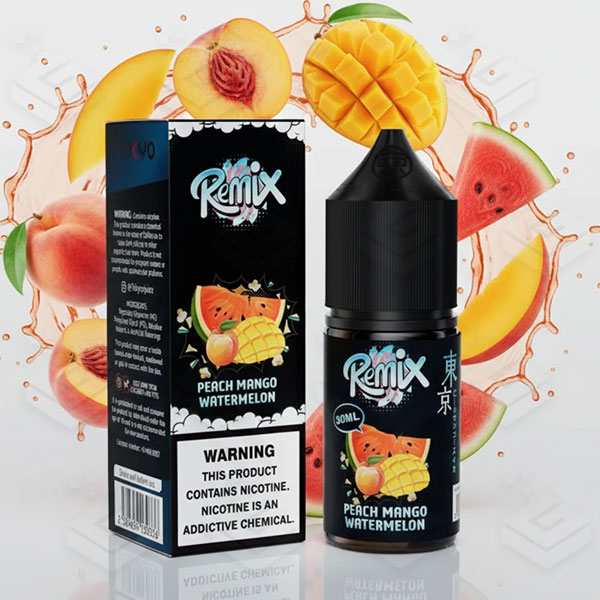 سالت رمیکس هلو انبه هندوانه کمپانی توکیو | Tokyo Remix – Peach Mango Watermelon Salt 30ML سالت رمیکس هلو انبه هندوانه کمپانی توکیو | Tokyo Remix – Peach Mango Watermelon Salt 30ML