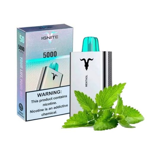 پاد یکبار مصرف منتول کمپانی ایگنایت (۵۰۰۰ پاف، باتری قابل شارژ) | IGNITE V50 5000 Puffs – Menthol