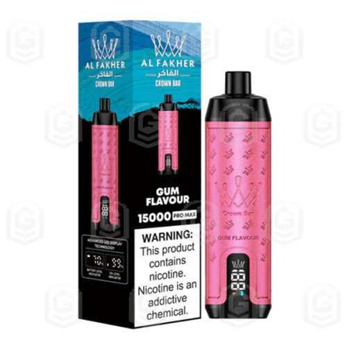 ویپ یکبار مصرف آدامس ۱۵۰۰۰ پاف با صدای قلیان کرون بار الفاخر | CROWN BAR AL FAKHER 15000 PUFFS Disposable vape With Sound – Gum Flavour