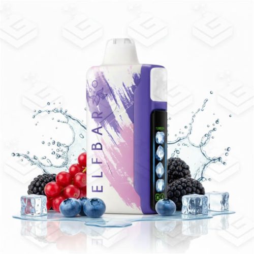 پاد یکبارمصرف زغال اخته توت سیاه کمپانی الف بار (30000 پاف، باتری قابل شارژ) | ELF BAR Ice King 30000 Puffs Blackberry Cranberry Disposable Vape