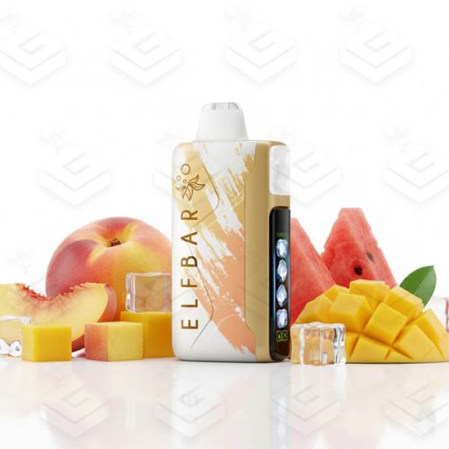 پاد یکبارمصرف هلو هندوانه انبه کمپانی الف بار (30000 پاف، باتری قابل شارژ) | ELF BAR Ice King 30000 Puffs Mango Peach Watermelon Disposable Vape